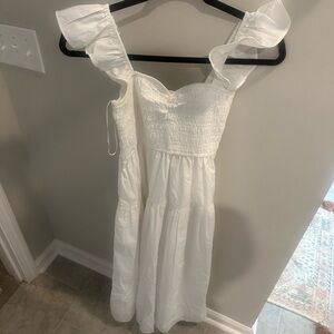 Abercrombie & Fitch White Ruffled Midi Dress